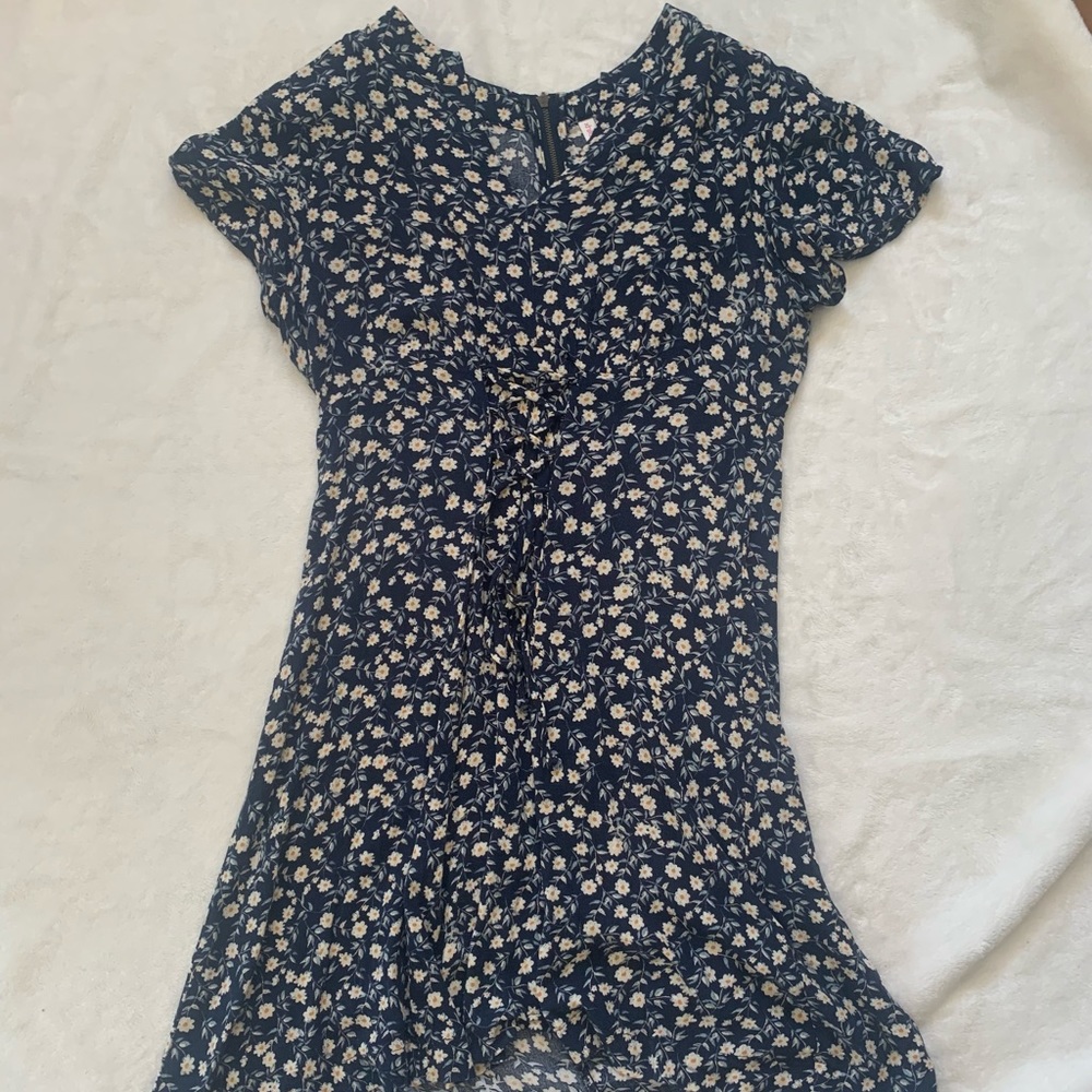 blue floral dress